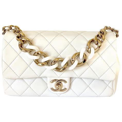 white chanel bag gold chain|white fluffy chanel bag.